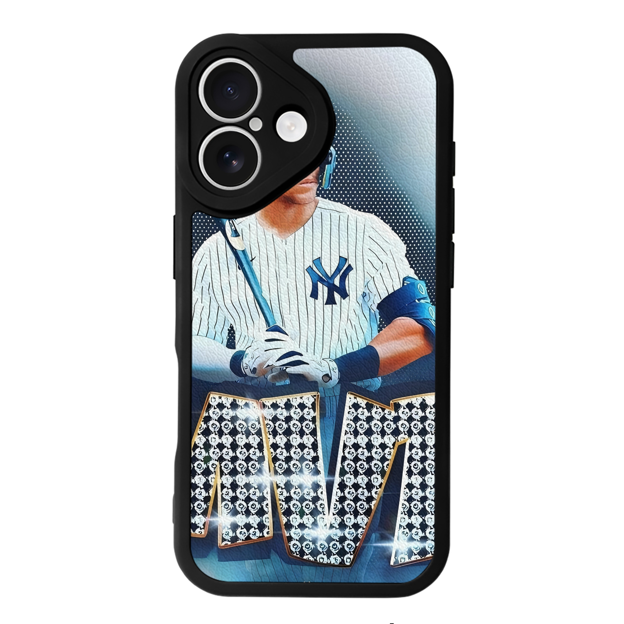 Aaron Judge MVP IPhone 16 Silicone Leather Case – UV Print, Lambskin Texture – Perfect Fit, Wireless Charging Compatible, Scratch Resistant, Precise Cutouts – Stylish Protection For IPhone 16
